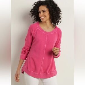 Soft Surroundings Darby Pullover Tunic Top Pink Waffle knit